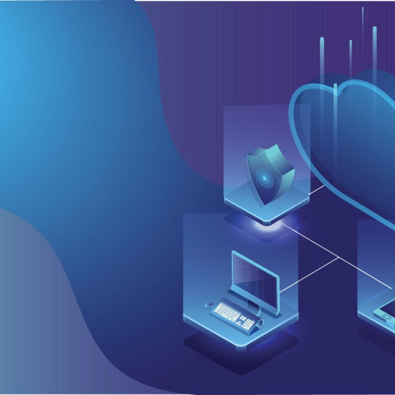 28463856 3d isometric illustration of security shield connected with pc a
